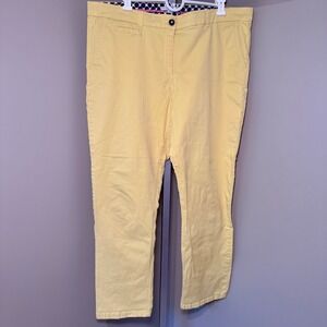 Boden Richmond 7/8 Pants Womens 14L Yellow Cotton Stretch Cropped Chino Trousers